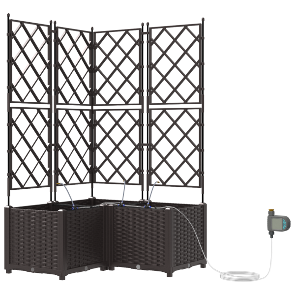 Jardineras con sistema de riego 3 unidades marrón M 2