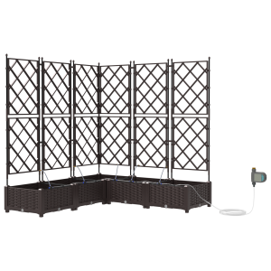 Jardineras con sistema de riego 5 unidades marrón H