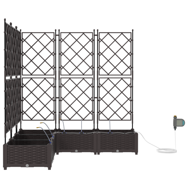 Jardineras con sistema de riego 5 unidades marrón M 5