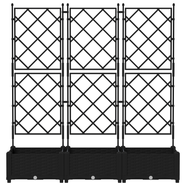Vaso de Jardim com Treliça 3 pcs Preto 120x40x125.5 cm M 5