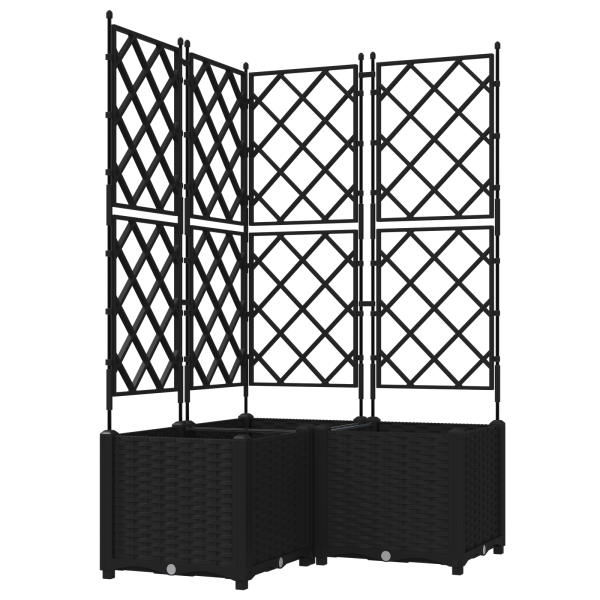 Jardineira com Treliça 3 pcs Preto 80x80x143 cm M 2