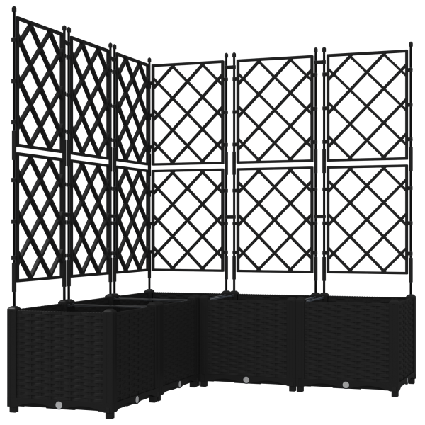 Jardineira com Treliça 5 pcs Preta 120x120x143 cm M 2
