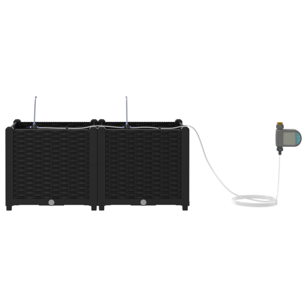 Jardineras con sistema de riego 2 unidades negro M 4