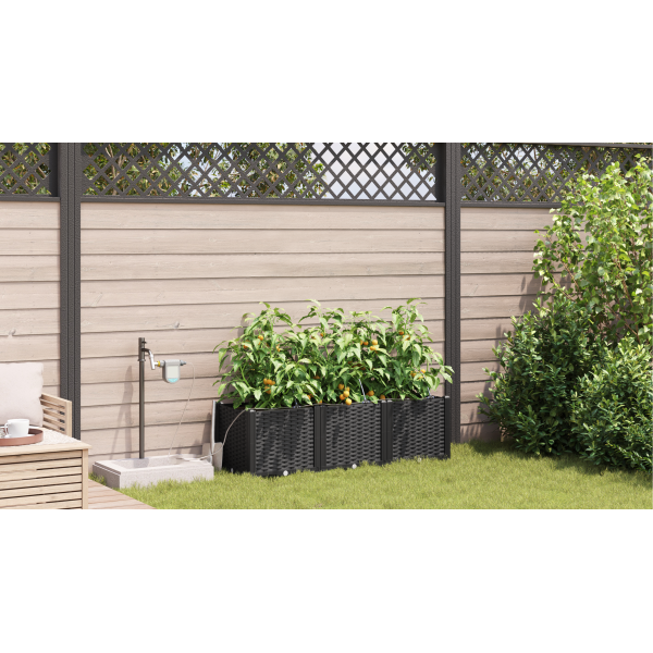 Jardineiras de Jardim 1 pc Preto 120 x 40 x 37.5 cm Plástico M 4