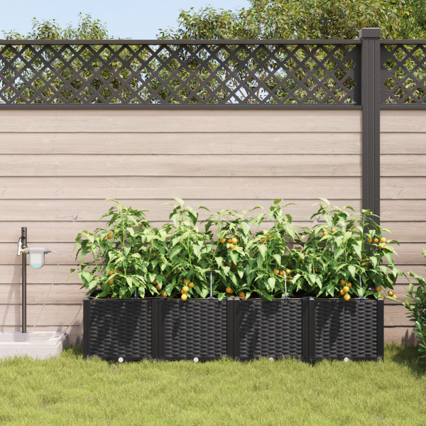 Jardineras con sistema de riego 4 unidades negro M 3