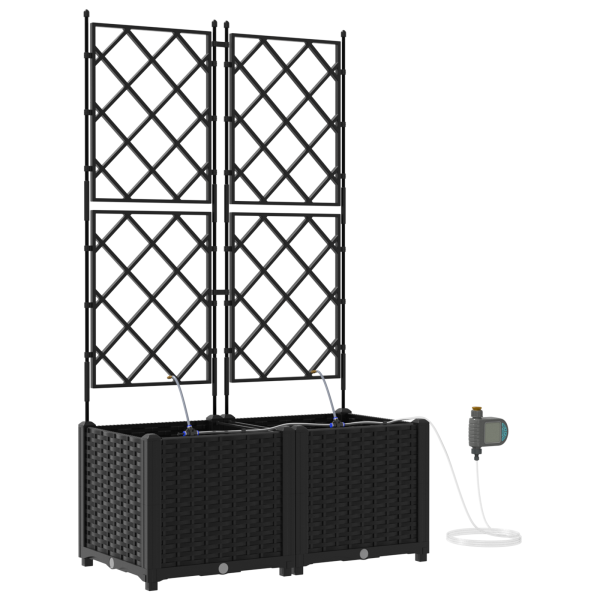 Jardineras con sistema de riego 2 unidades negro M 2