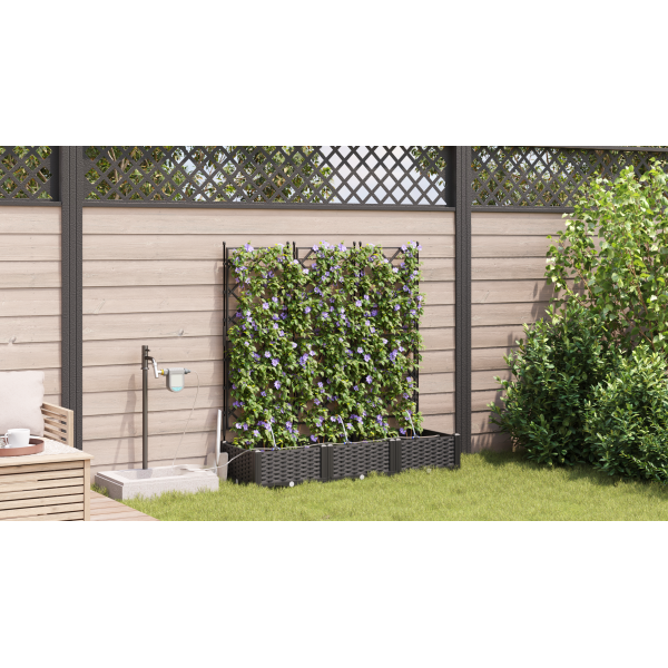 Jardineras con sistema de riego 3 unidades negro M 4