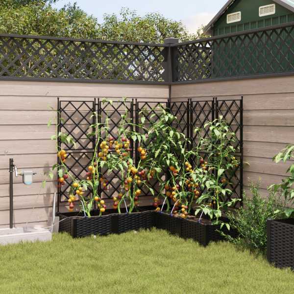 Jardineras con sistema de riego 5 unidades negro D