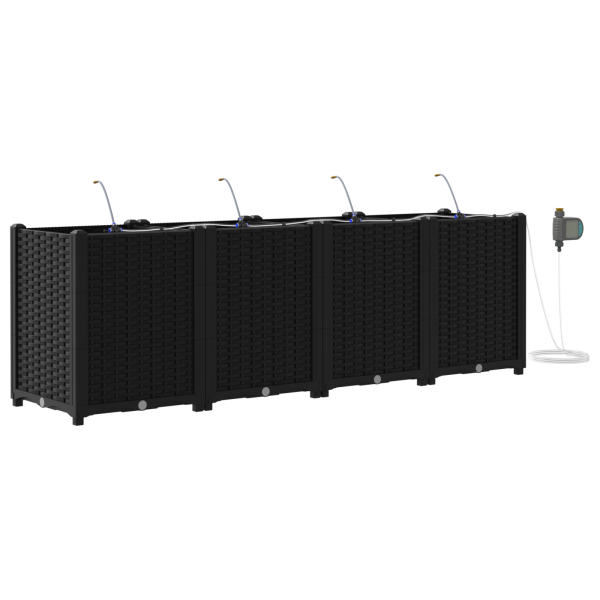 Jardineras con sistema de riego 4 unidades negro M 2