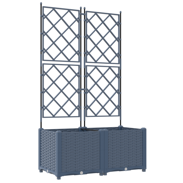 Jardineras con enrejado 2 unidades gris 80x40x143 cm M 2