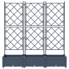 Jardineras con enrejado 3 unidades gris 120x40x125.5 cm 5