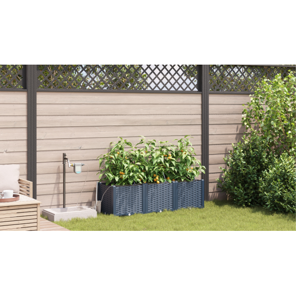 Jardineras con sistema de riego 3 unidades gris M 4