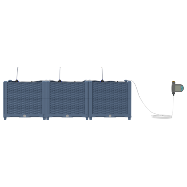 Jardineras con sistema de riego 3 unidades gris M 5