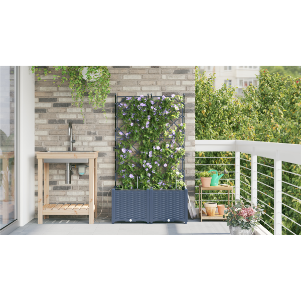 Jardineras con sistema de riego 2 unidades gris M 4