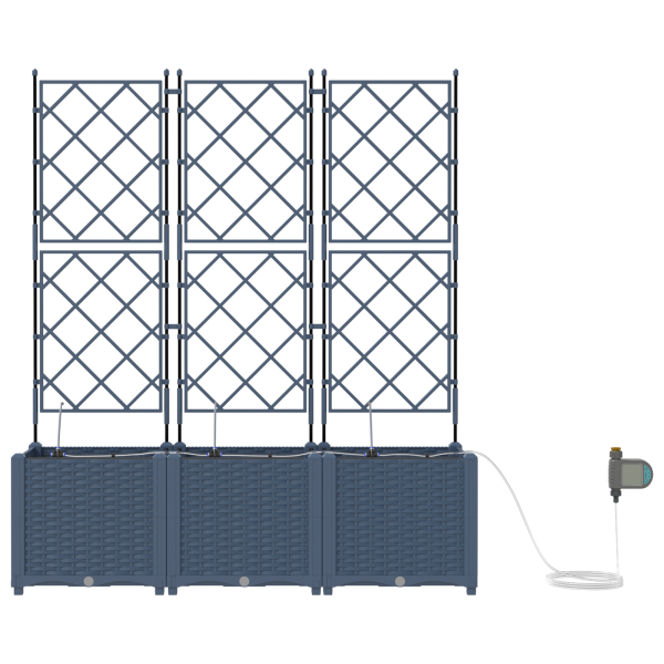 Jardineras con sistema de riego 3 unidades gris M 5