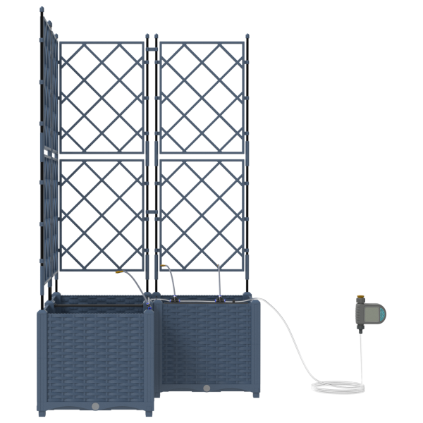 Jardineras con sistema de riego 3 unidades gris M 5