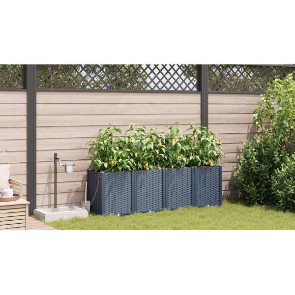 Jardineras con sistema de riego 4 unidades gris M 4
