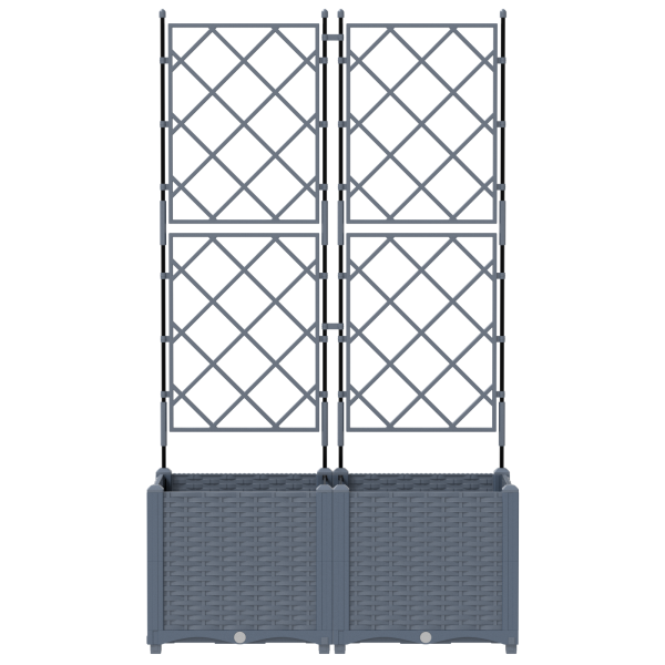 Jardineras con enrejado 2 unidades gris claro 80x40x143 cm M 5