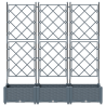 Jardineras con enrejado 3 unidades gris claro 120x40x125.5 cm 5