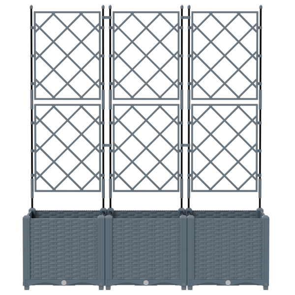 Vaso de Jardim com Treliça 3 pcs Cinza Claro 120x40x143 cm M 5