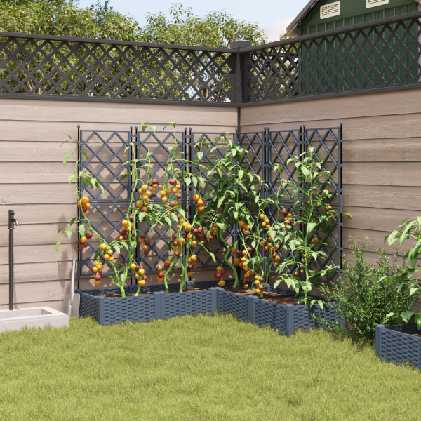 Jardineras con enrejado 5 unidades gris claro 120x120x125.5 cm M 3