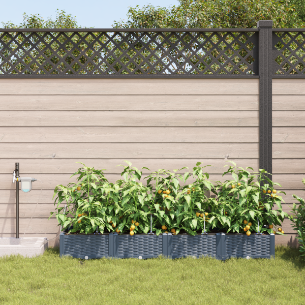 Jardineras con sistema de riego 4 unidades gris claro M 3