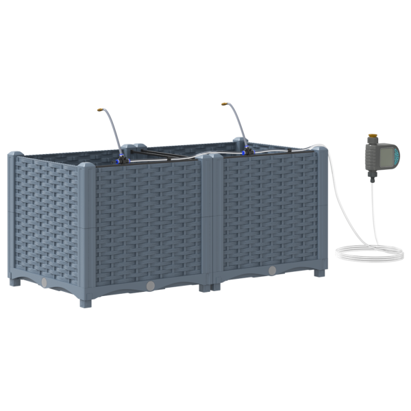 Jardineras con sistema de riego 2 unidades gris claro M 2