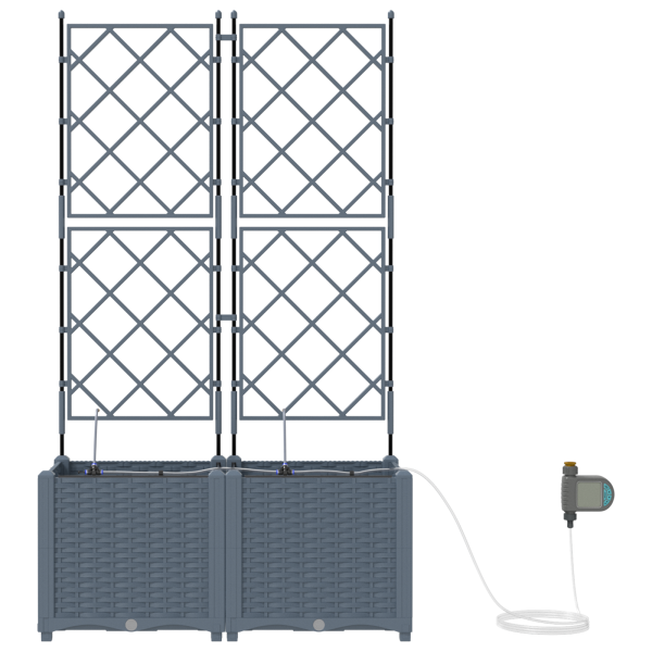 Jardineras con sistema de riego 2 unidades gris claro M 5