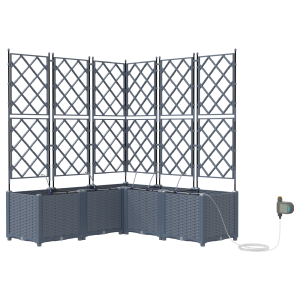 Jardineras con sistema de riego 5 unidades gris claro H