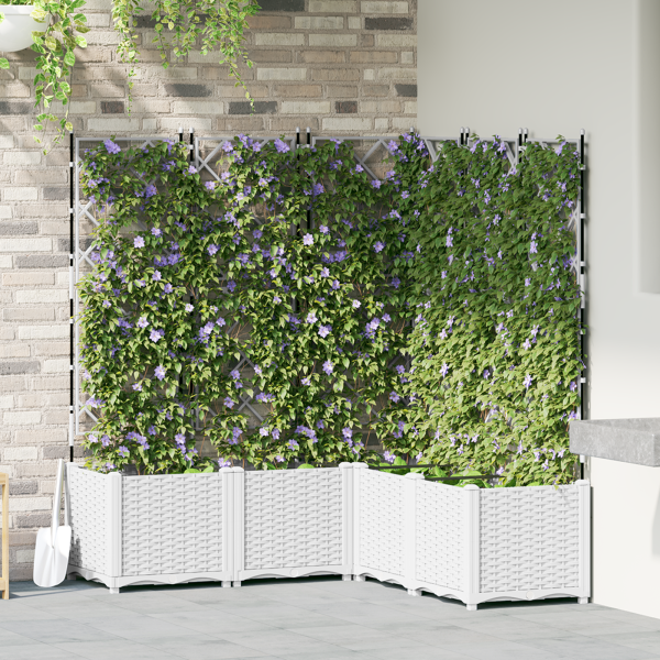 Jardineras con enrejado 5 unidades blanco 120x120x143 cm D
