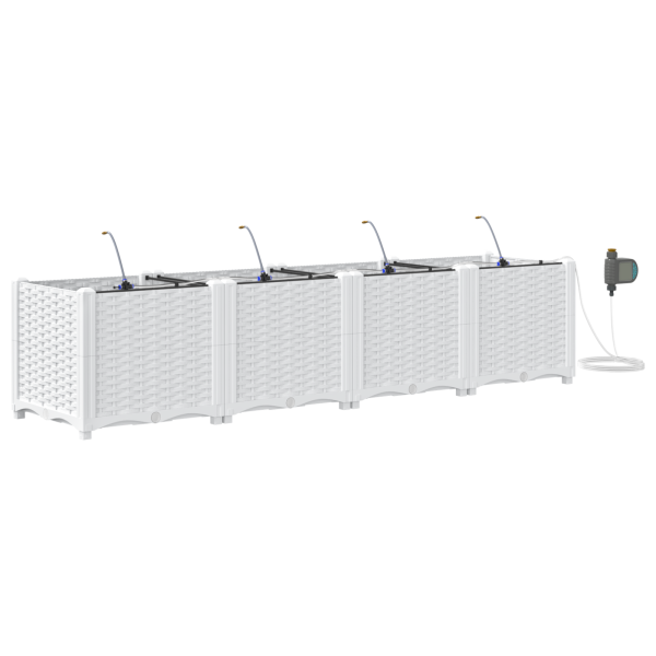 Jardineras con sistema de riego 4 unidades blanco M 2