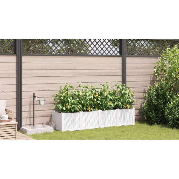 Jardineiras de Jardim 1 pc Branco 160 x 40 x 37.5 cm Plástico M 4