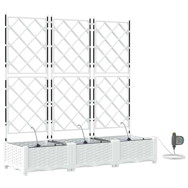 Jardineras con sistema de riego 3 unidades blanco M 2