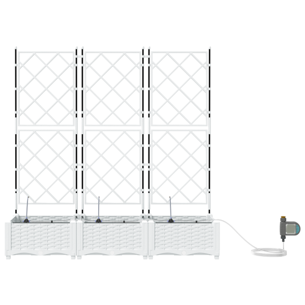 Jardineras con sistema de riego 3 unidades blanco M 4