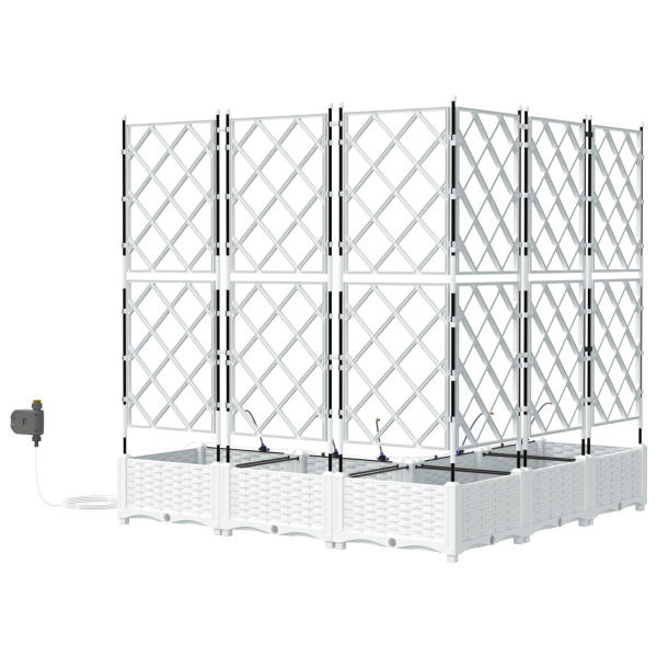 Jardineras con sistema de riego 5 unidades blanco M 5