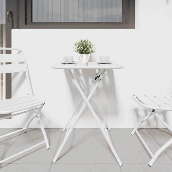 Mesa de jardín plegable acero blanco 55x55x73 cm M 3