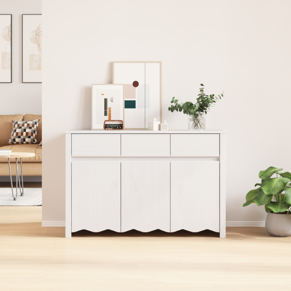 Sideboard  DRAMMEN Branco 114x43x75.5 cm Madeira Sólida Pinus M 4