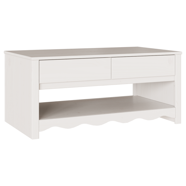 Mesa de Café DRAMMEN Blanca 99x55x45 cm Madera Sólida de Pino M 2