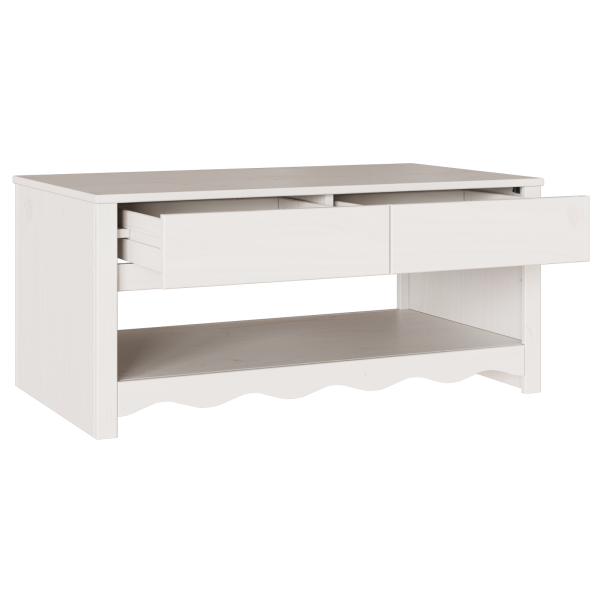 Mesa de Centro  DRAMMEN Branca 99x55x45 cm Madeira Sólida de Pinheiro M 5