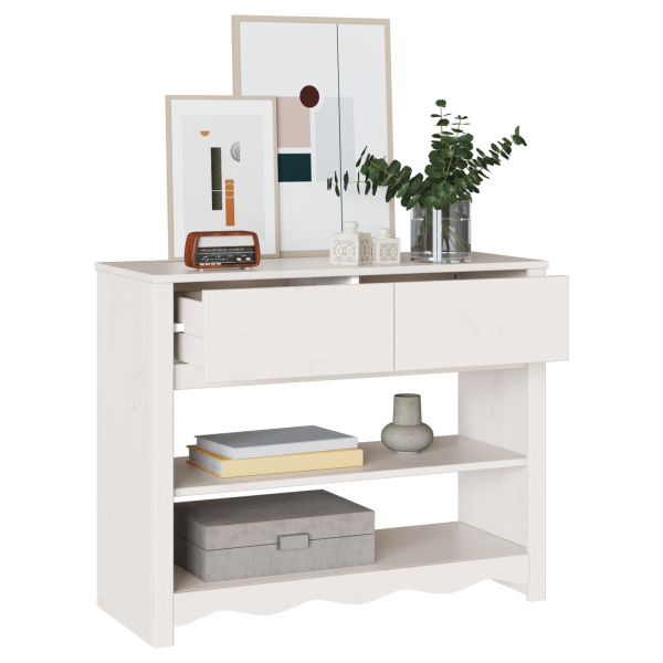 Mesa consola DRAMMEN madera maciza de pino blanca 89.5x37x73 cm M 3