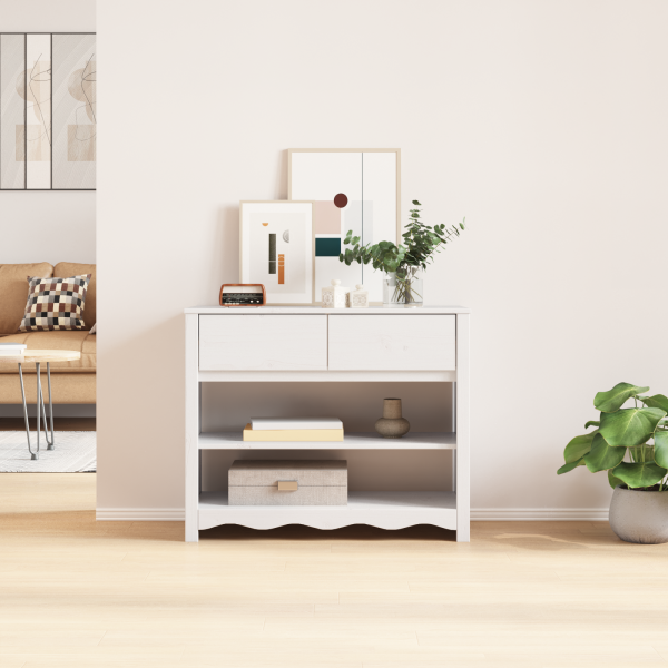 Mesa consola DRAMMEN madera maciza de pino blanca 89.5x37x73 cm M 4