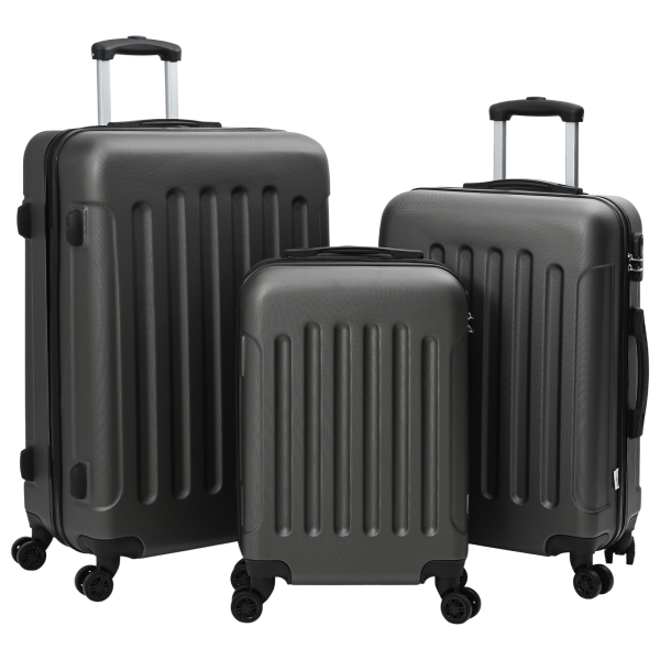 Juego de maletas 3 pcs concha dura gris oscuro 20'' 24'' 28'' ABS D