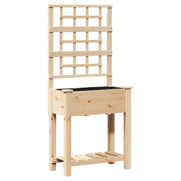 Jardinera con enrejado y estante madera de abeto 71x37x152 cm M 2