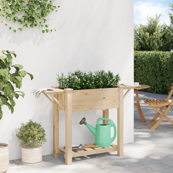 Jardinera con estantes madera maciza de abeto 111x37x76 cm M 4