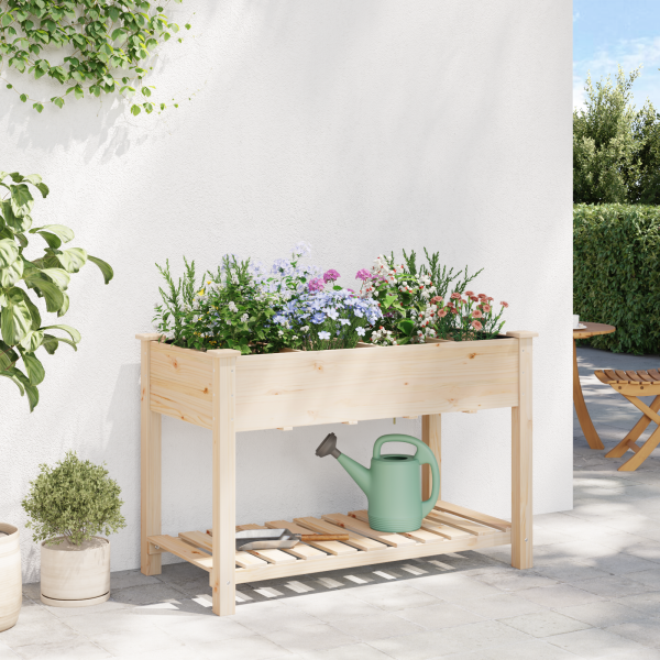Jardinera con rejilla madera maciza de abeto 115x59x76 cm M 4