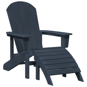 Silla Adirondack de con Reposapiés Azul Marino HDPE H