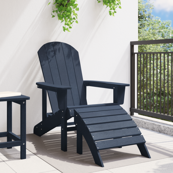 Silla Adirondack de con Reposapiés Azul Marino HDPE M 3