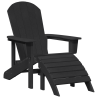 Cadeira Adirondack com Descanso para os Pés Preto HDPE 2