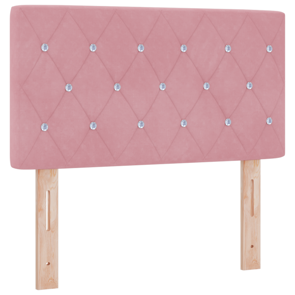 Cabecero  con botones de cristal tapizado en terciopelo rosa de 80 cm M 2