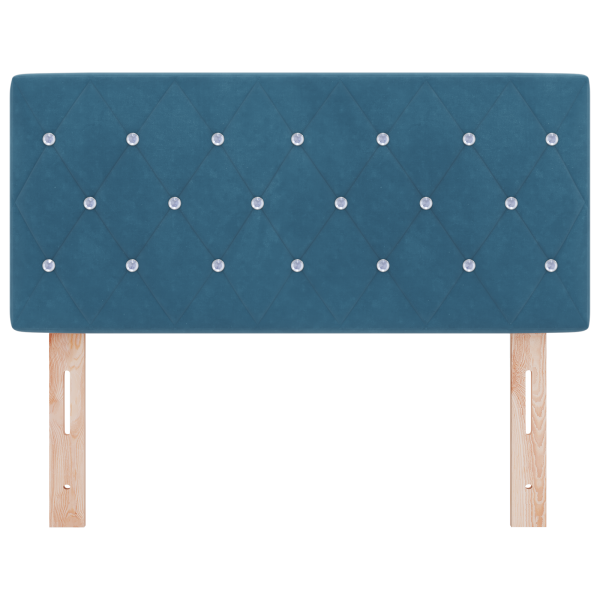 Cabecero  con botones de cristal tapizado en terciopelo azul oscuro de 90 cm M 4